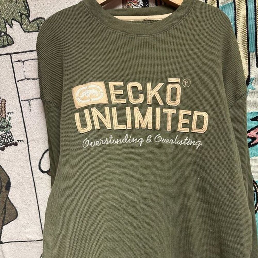 Y2K Ecko Unlimited Grunge Skater‎ Long Sleeve Thermal - Picture 2 of 4